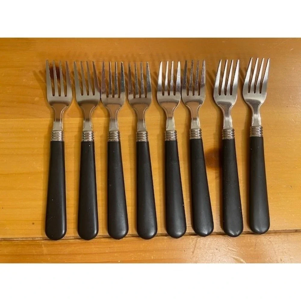 40pc Stainless Steel Flatware Set Basic Black Service for 8 Spoons Forks Knives